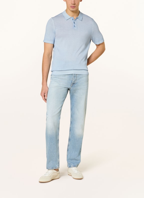 DRYKORN Strikket poloshirt TRITON LYSEBLÅ