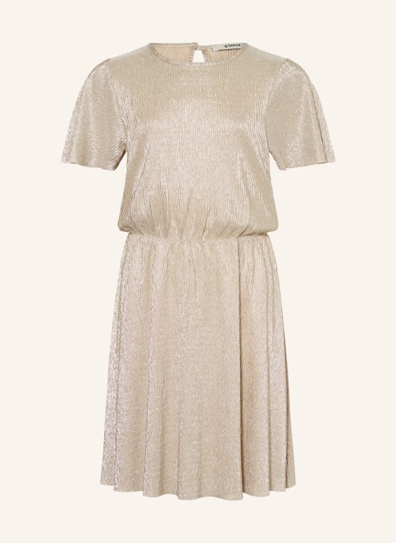 GARCIA Plisseekleid mit Glitzergarn BEIGE / SILBER