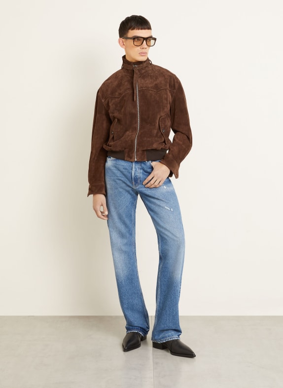 McQUEEN leren jas MARRON FONCÉ