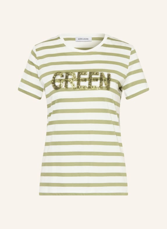MORE & MORE Tričko s flitry KRÉMOVÁ / OLIVOVÁ