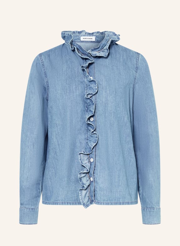 MORE & MORE Jeansbluse mit Rüschen BLAU