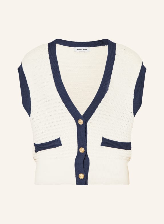 MORE & MORE Strickweste ECRU / DUNKELBLAU