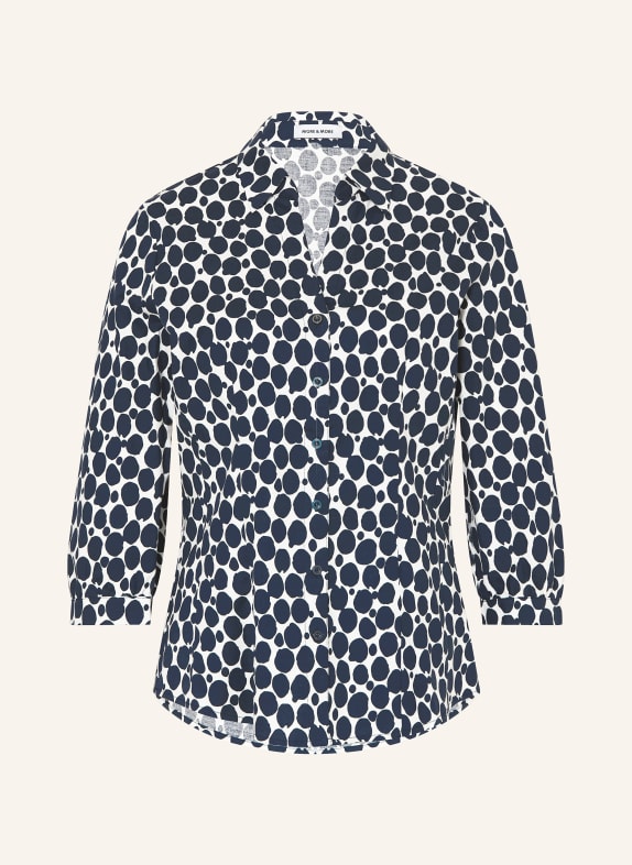 MORE & MORE Bluse mit 3/4-Arm DUNKELBLAU / WEISS