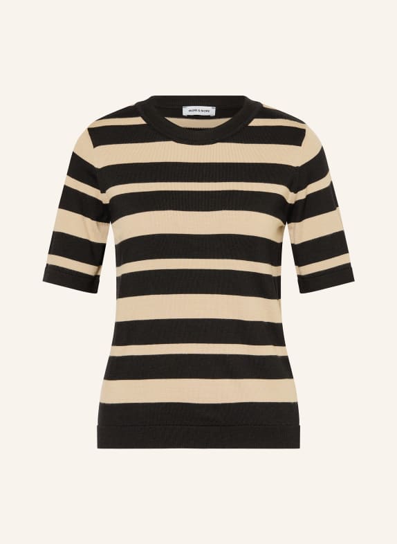 MORE & MORE Strickshirt TAUPE / SCHWARZ