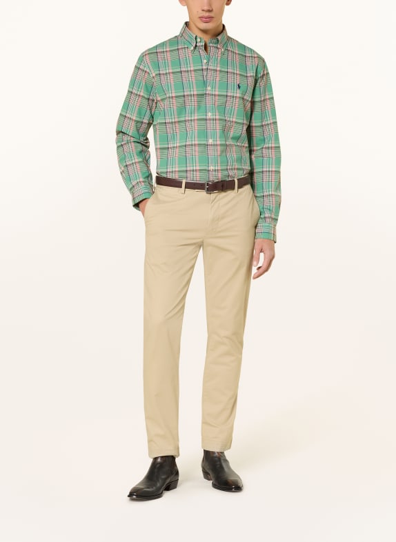 POLO RALPH LAUREN Overhemd Custom Fit GROEN / ZALM / BLAUW