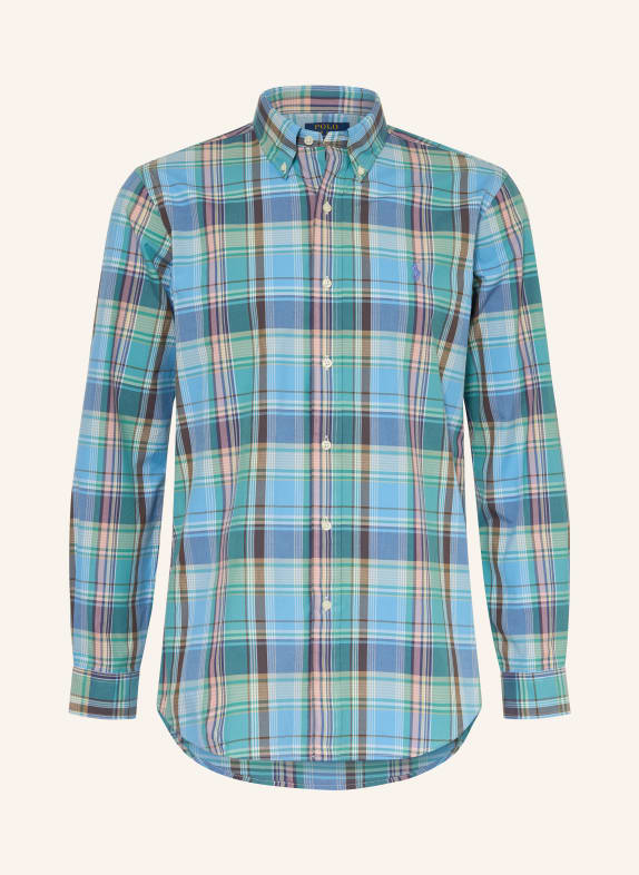 POLO RALPH LAUREN Chemise Custom Fit VERT / BLEU CLAIR