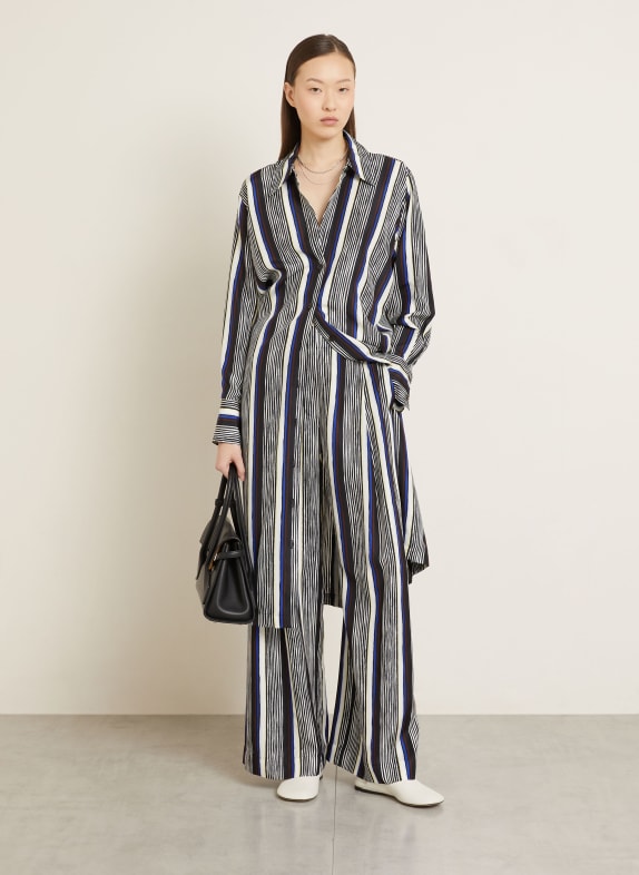 Proenza Schouler Hemdblusenkleid AMIRA aus Seide SCHWARZ / BLAU / WEISS