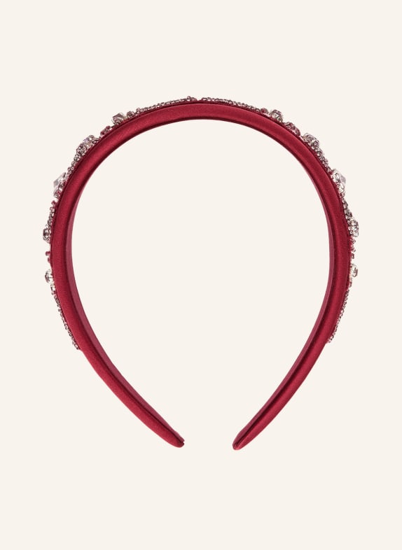 ETRO Haarreif aus Satin mit Schmucksteinen DUNKELROT
