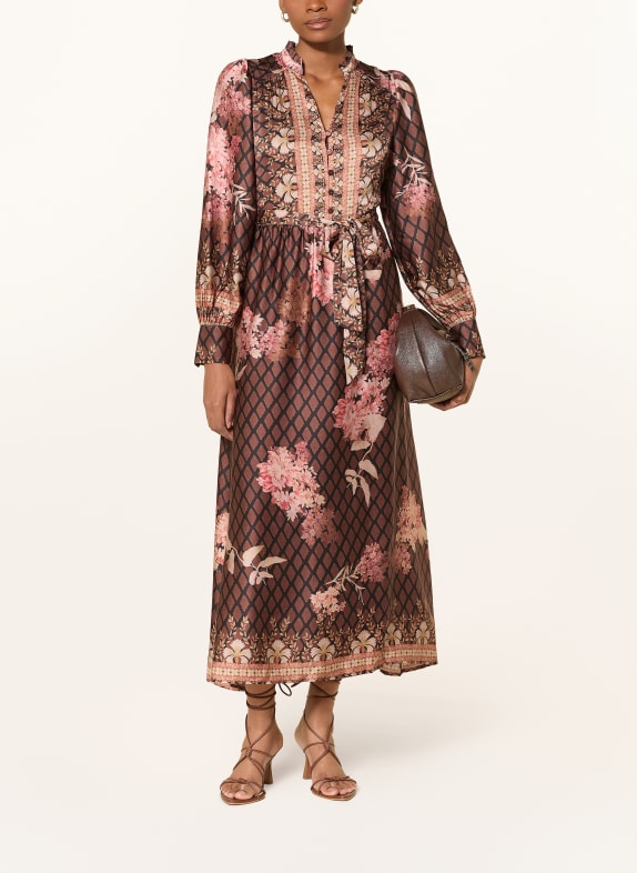 NEO NOIR Satinkleid NOVA mit Rüschen BRAUN / HELLBRAUN / ALTROSA