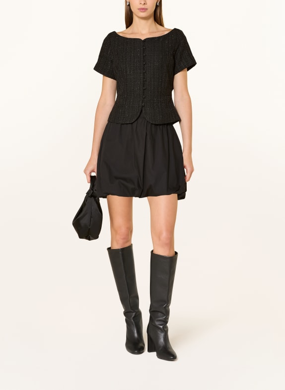 NEO NOIR Tweedbluse TANGO med glitrende garn SORT