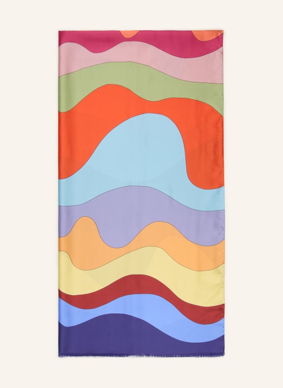 Barbieri silk scarf LIGHT BLUE / DARK RED / ORANGE