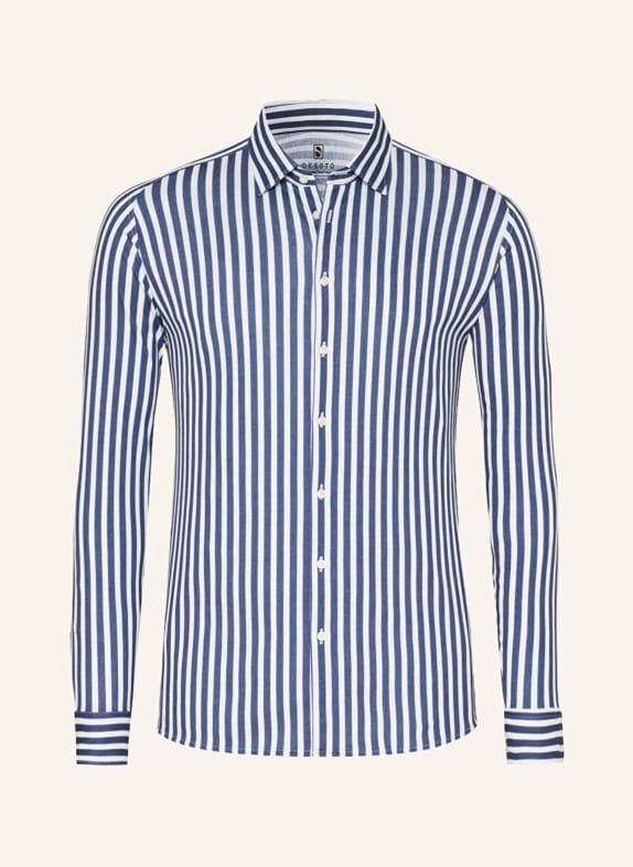 DESOTO Jerseyhemd Slim Fit DUNKELBLAU / WEISS