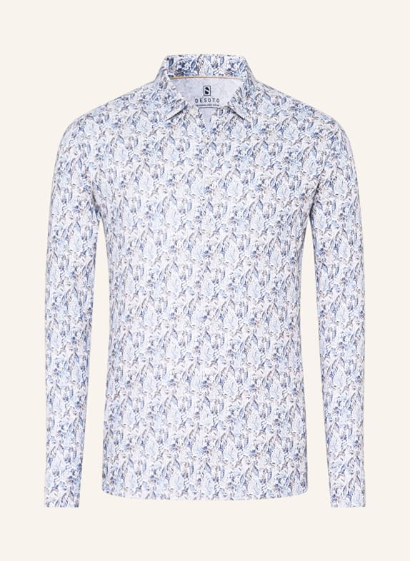 DESOTO Jerseyhemd Slim Fit CREME / BRAUN / BLAU
