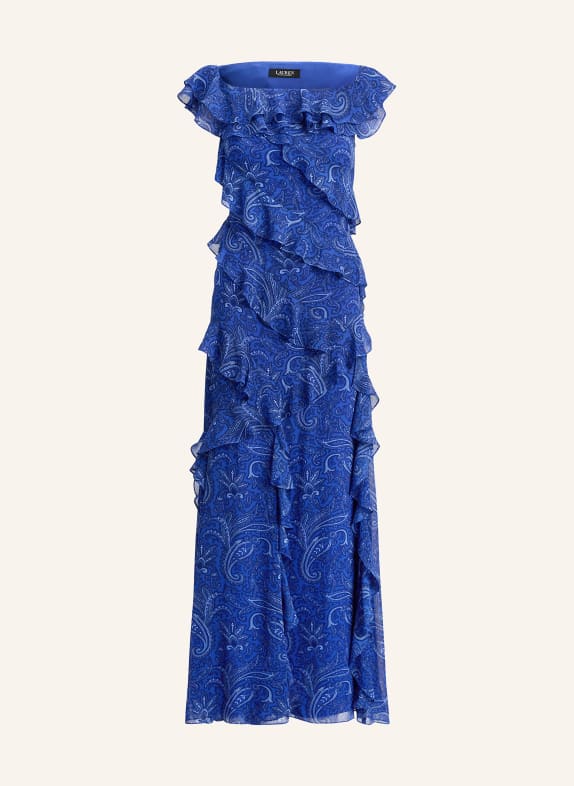 LAUREN RALPH LAUREN Suknia wieczorowa z falbanami NIEBIESKI