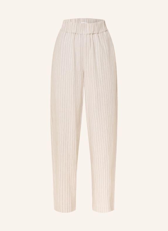 SELECTED Femme Pantalon Marlene en lin BEIGE / NOIR