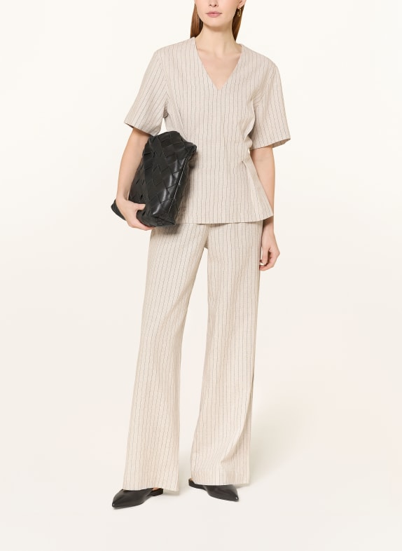 SELECTED Marlene-broek met linnen BEIGE / ZWART