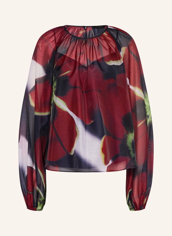 TED BAKER ELAIA blouse shirt DARK RED / GREEN / BLACK