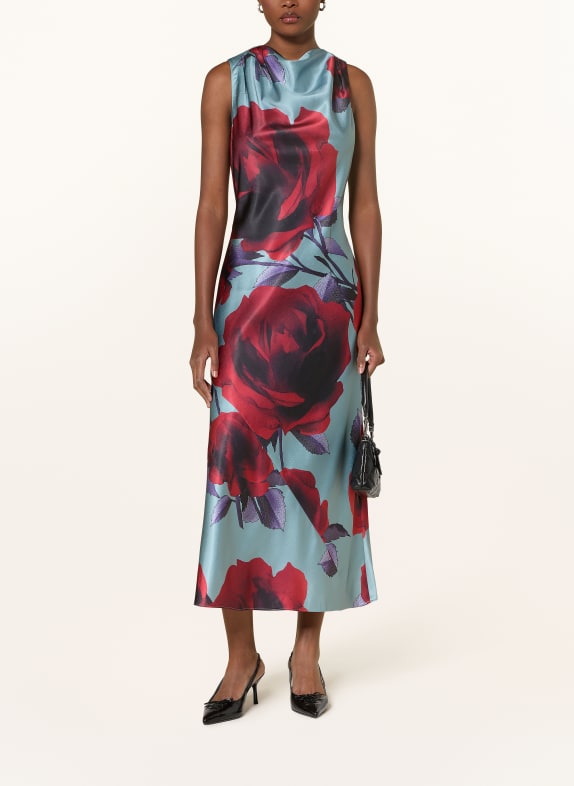 TED BAKER Satinové šaty HARRLIA TMAVĚ MODRÁ / FIALOVÁ / ČERVENÁ