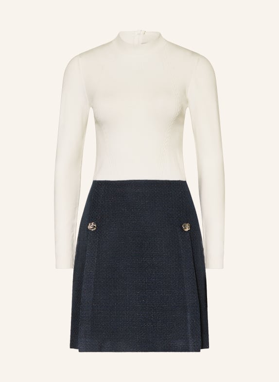 TED BAKER Dress in a mix of materials with glitter thread CREAM / DARK BLUE
