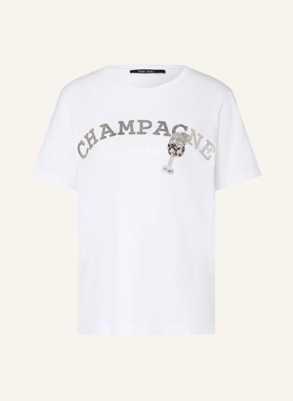 MARC AUREL T-Shirt mit Schmucksteinen WEISS