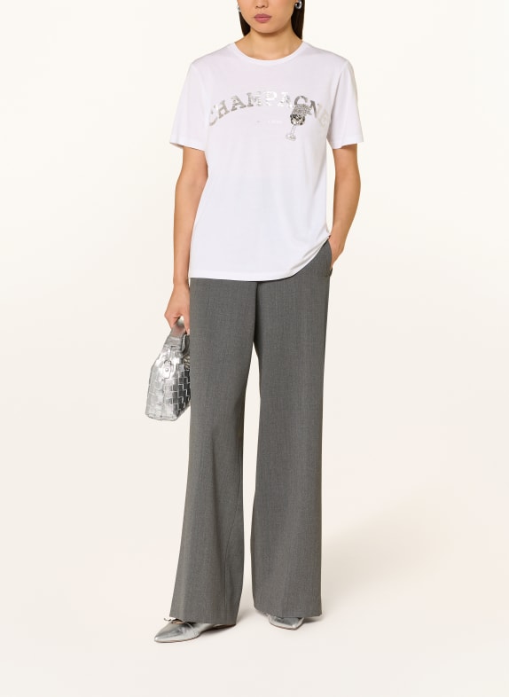MARC AUREL T-shirt met sierstenen WIT