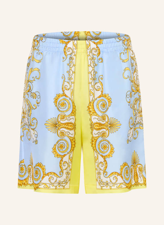 VERSACE Seidenshorts HELLBLAU / ECRU / GELB