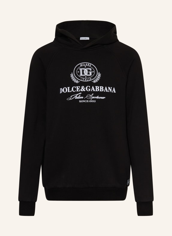 DOLCE & GABBANA bluza z kapturem CZARNY / BIAŁY