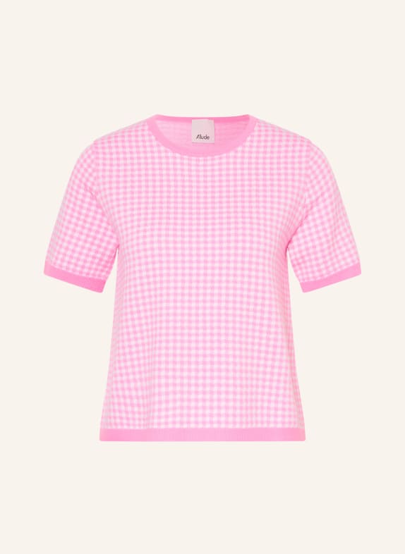 ALLUDE Strickshirt mit Cashmere ROSA / WEISS