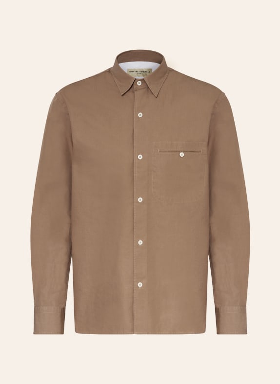 Officine Générale Leinenhemd BENOIT Slim Fit BRAUN