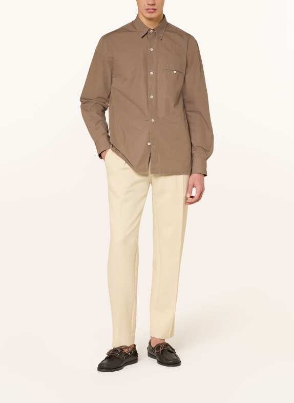 Officine Générale Linnen overhemd BENOIT Slim Fit BRUIN