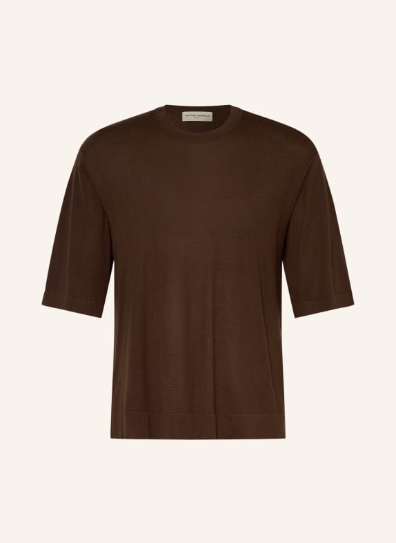 Officine Générale T-shirt with linen DARK BROWN