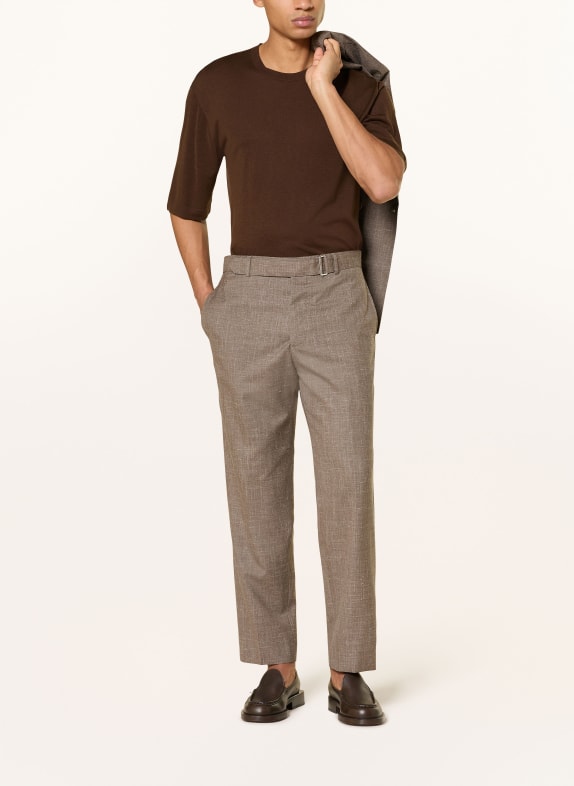 Officine Générale T-shirt met linnen MARRON FONCÉ