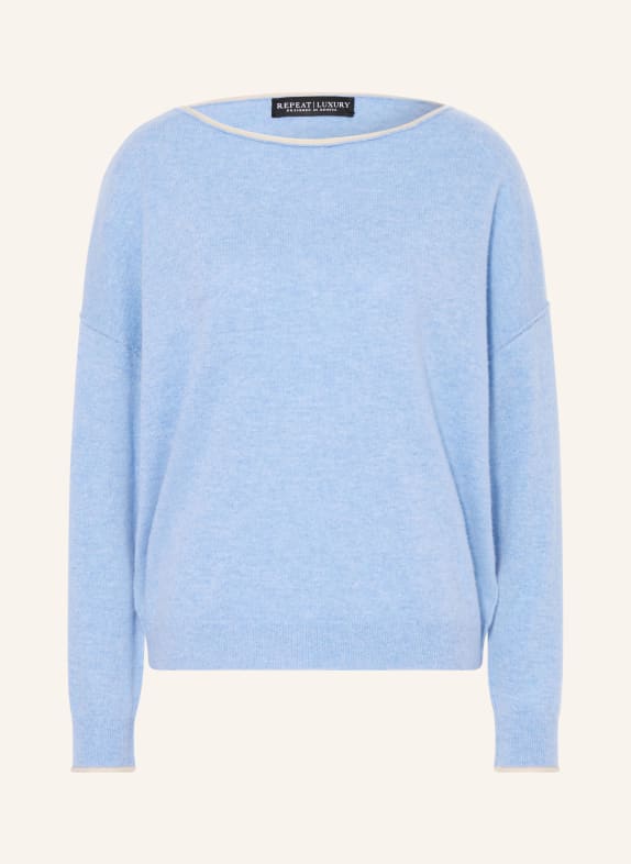 REPEAT Sweter z kaszmiru NIEBIESKI / BEŻOWY
