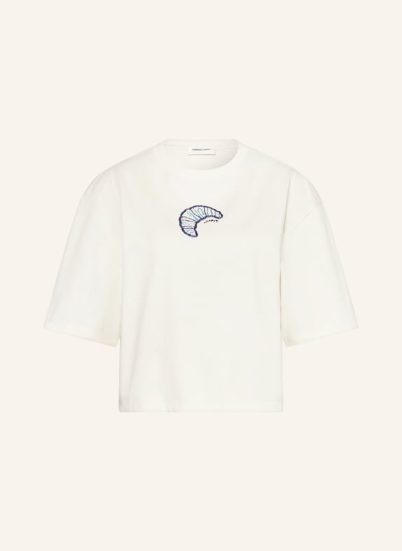 FABIENNE CHAPOT Koszulka BENJA z ozdobnymi perełkami BIAŁY / NIEBIESKI