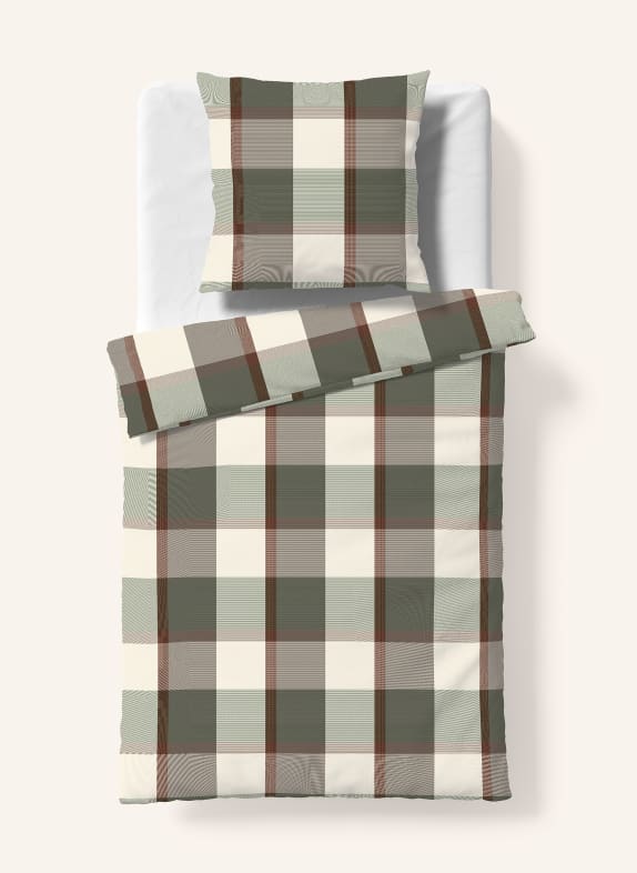 fleuresse Bettwäsche LECH CREME / DUNKELGRÜN / GRÜN