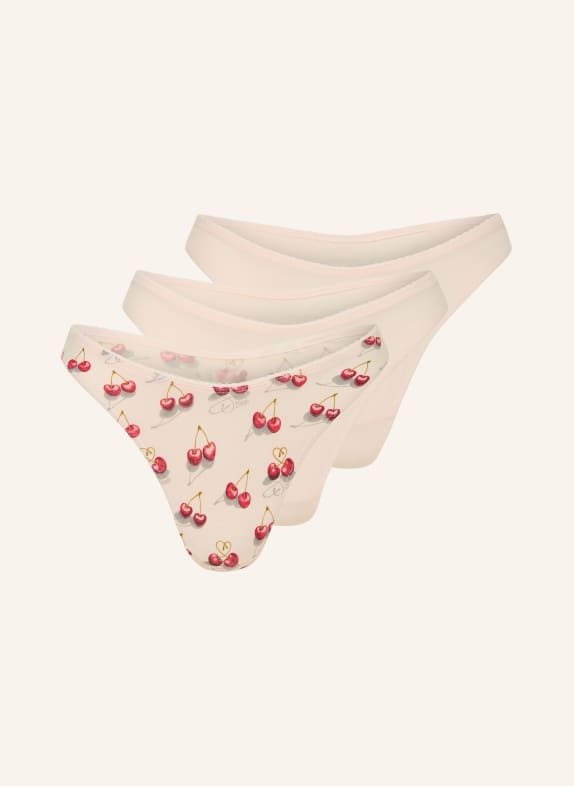 DIESEL 3 sztuki stringów JASNORÓŻOWY / SZARY / CZERWONY