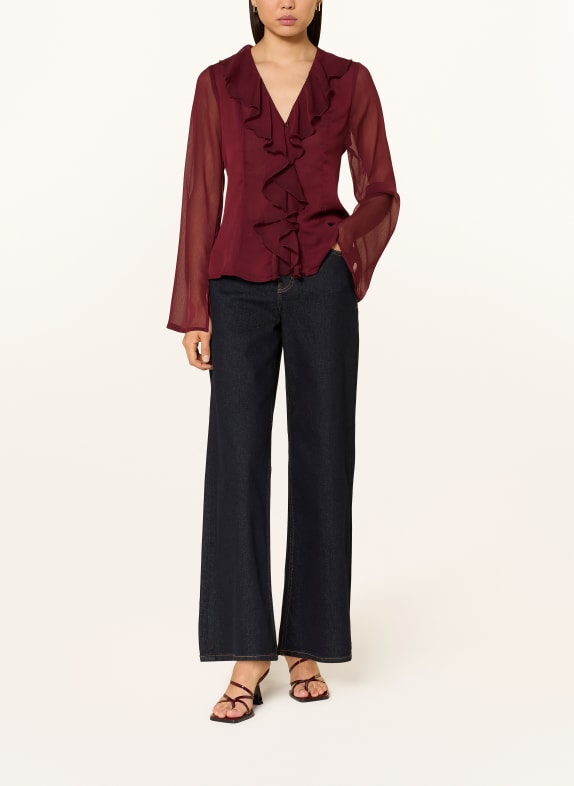 NEO NOIR Blouse VALAPPA met volants DONKERROOD