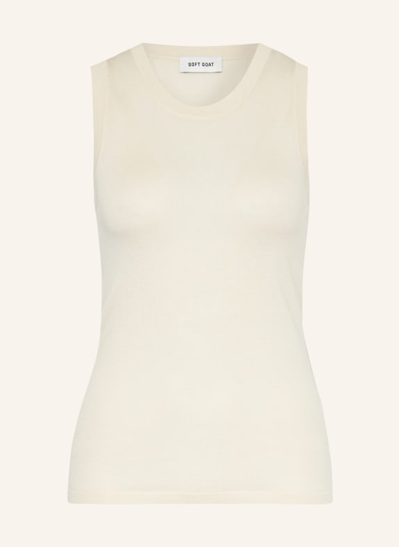 SOFT GOAT Dzianinowy top z jedwabiu z dodatkiem kaszmiru BEŻOWY