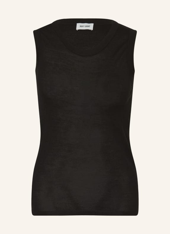 SOFT GOAT Silk knit top with cashmere BLACK