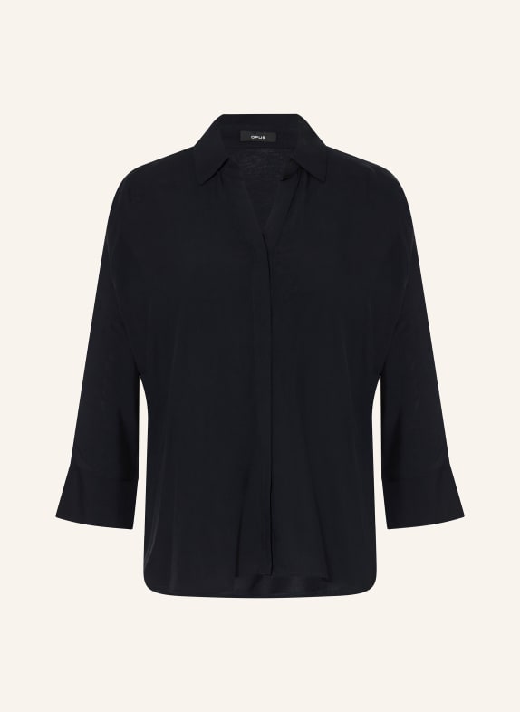 OPUS FLAVENA shirt blouse in a mix of materials with 3/4 sleeves DARK BLUE