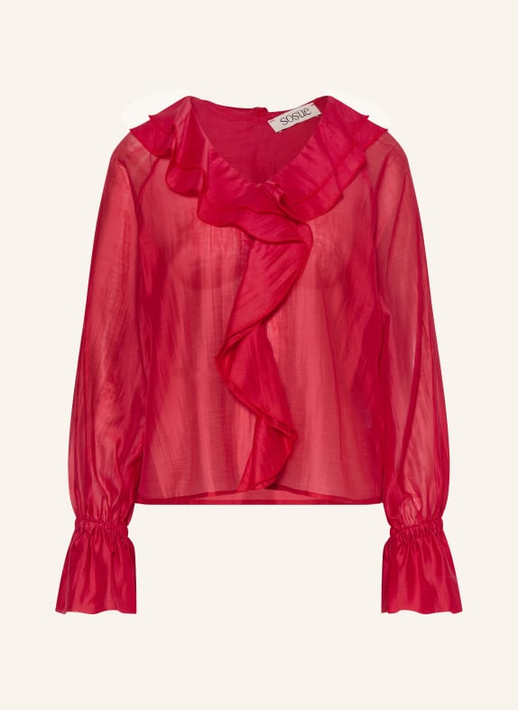 SoSUE Blusenshirt mit Volants ROT
