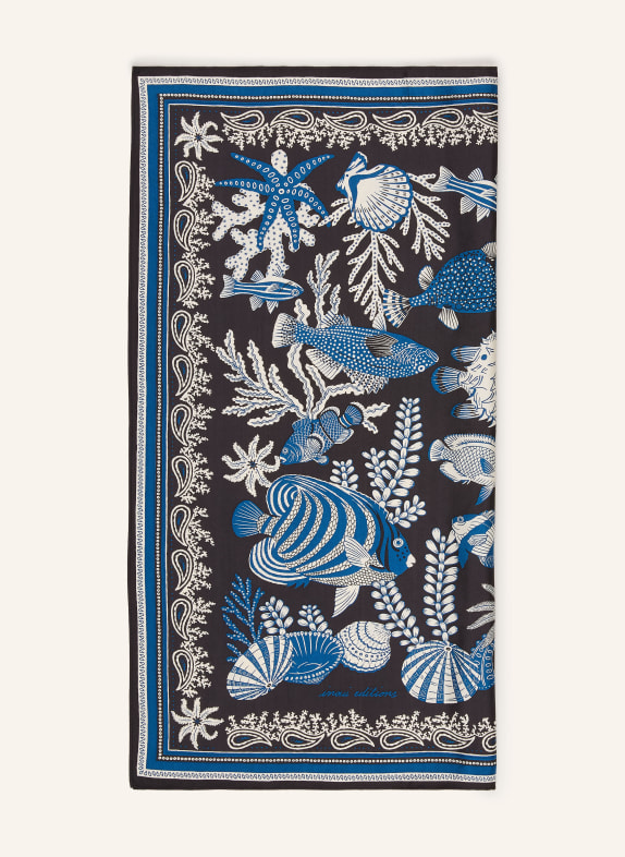 INOUI EDITIONS Silk scarf BANDANA BLACK / BLUE / WHITE