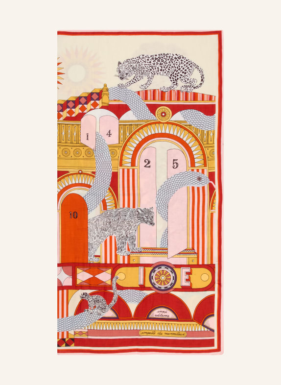 INOUI EDITIONS TAJ cloth with silk ECRU / RED / ORANGE