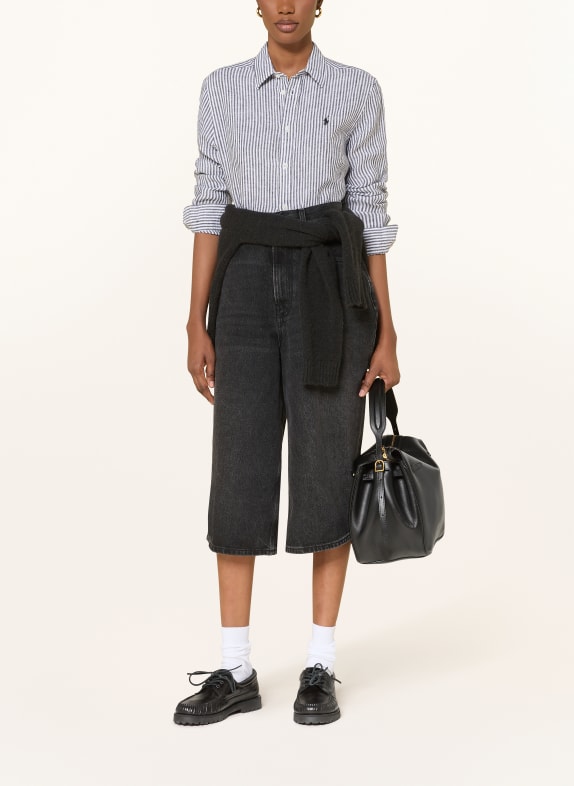 POLO RALPH LAUREN Linnen overhemdblouse DONKERGRIJS / WIT