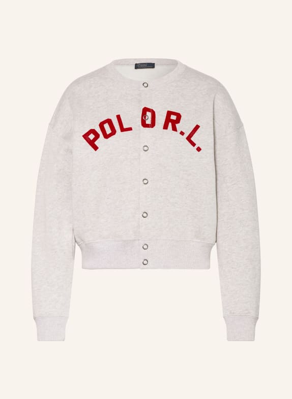 POLO RALPH LAUREN Sweatjacke HELLGRAU / ROT
