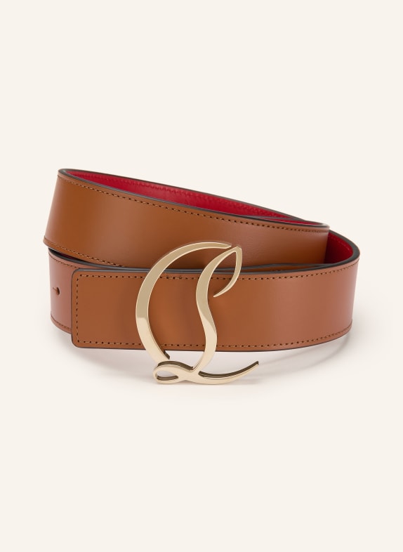 Christian Louboutin Leather belt CL LOGO BROWN