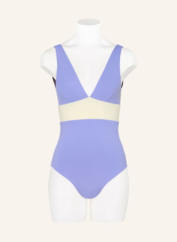 MYMARINI Vändbar baddräkt PLUNGESUIT med UV-skydd 50+ LJUSLILA / BRUN / GRÄDDE