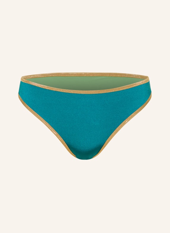 MYMARINI Dół od bikini basic SHINE, model dwustronny z ochroną UV 50+ PETROL / ZŁOTY / JASNOZIELONY