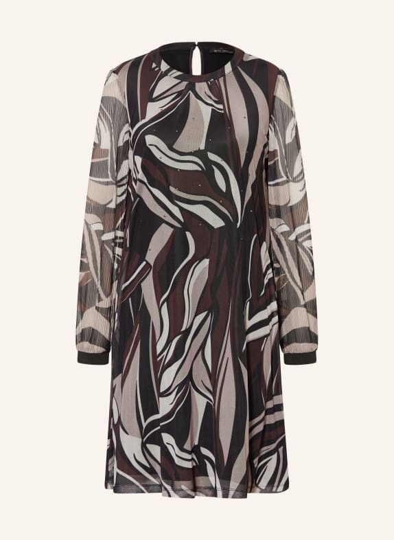 Betty Barclay Mesh dress with pleats and glitter thread DARK BROWN / TAUPE / BLACK