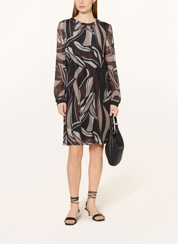 Betty Barclay Mesh-Kleid mit Plissees und Glitzergarn DUNKELBRAUN / TAUPE / SCHWARZ